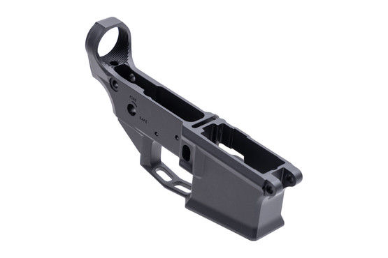 The Aero Precision M4E1 stripped lower receiver features an integrated trigger guard.